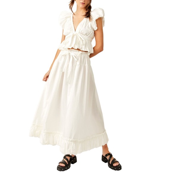 NWT XSM Free People “BRING the BUBBLE& FAVE PART” TieWaistTop & PoplinMaxi SET💕 - Picture 4 of 10